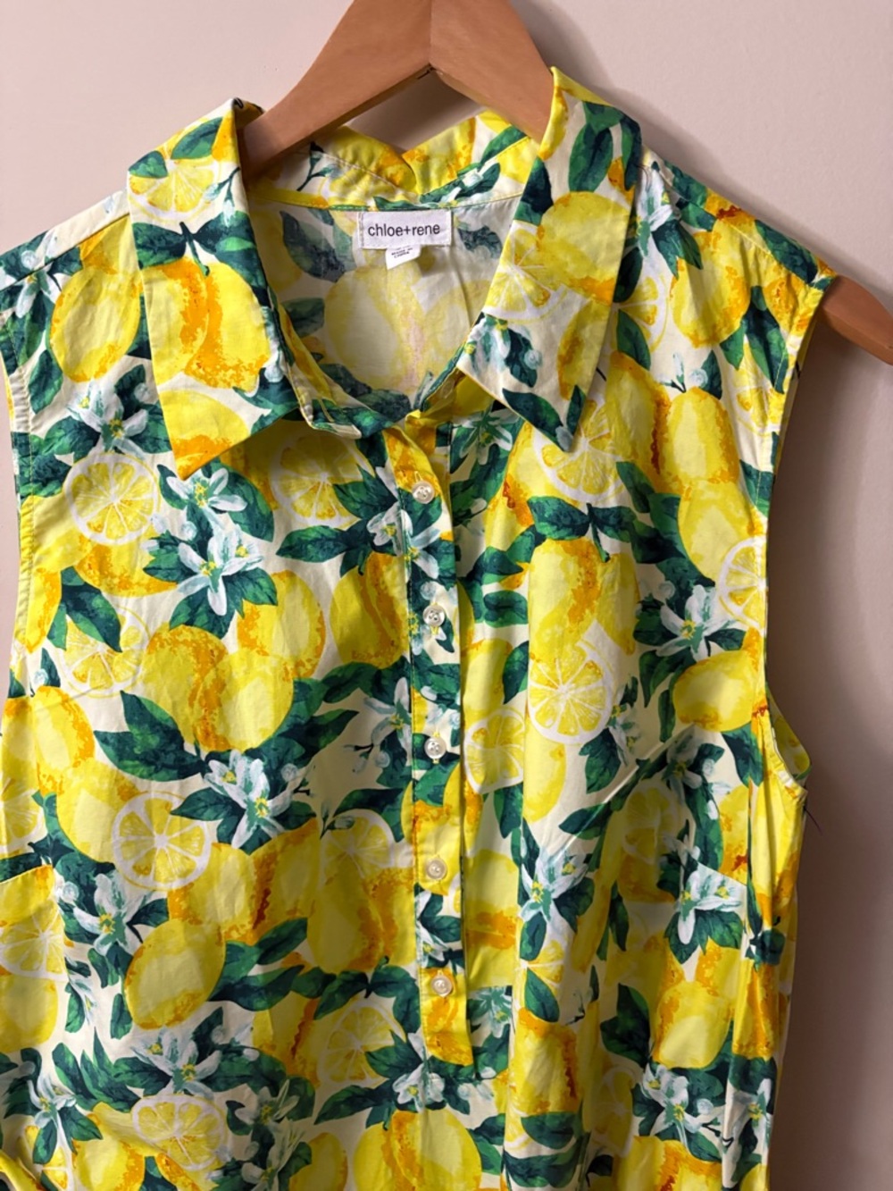 Chloe+Rene Lemon Print Sleeveless Cotton Dress Size 2X - Picture 4 of 8